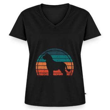 Komondor Ungarischer Vintage Retro - Frauen Premium Bio T-Shirt mit V-Ausschnitt - Schwarz - Vorne - AI Model Female 172 light (172cm)