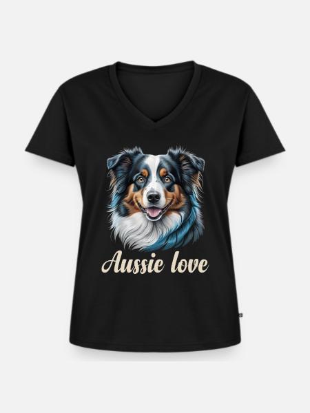 Aussie Liebe - Frauen Premium Bio T-Shirt mit V-Ausschnitt - Schwarz
