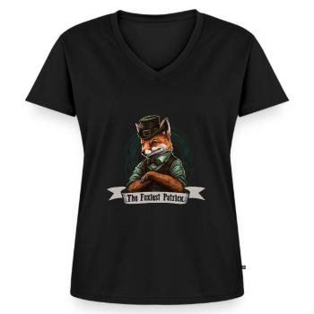 The Foxiest Patrick - Frauen Premium Bio T-Shirt mit V-Ausschnitt - Schwarz - Vorne - AI Model Female 172 light (172cm)