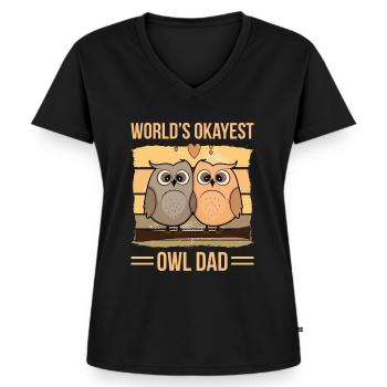 Le papa hibou Okayes du monde - T-shirt encolure en V Premium bio Femme - noir - Devant - AI Model Female 172 light (172cm)