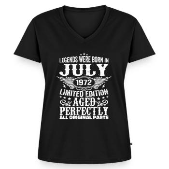 Juli 1972 | Geburtstag 1972 Jahrgang Juli 1972 - Frauen Premium Bio T-Shirt mit V-Ausschnitt - Schwarz - Vorne - AI Model Female 172 light (172cm)