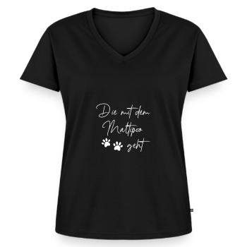 Maltipoo - Frauen Premium Bio T-Shirt mit V-Ausschnitt - Schwarz - Vorne - AI Model Female 172 light (172cm)
