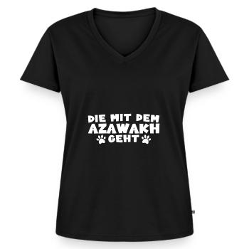 Azawakh - Frauen Premium Bio T-Shirt mit V-Ausschnitt - Schwarz - Vorne - AI Model Female 172 light (172cm)