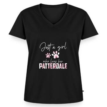 Patterdale - Women's Premium Organic V-neck T-shirt - black - Front - AI Model Female 172 light (172cm)