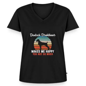 L’allemand Drahthaar me rend heureux pas tellement - T-shirt encolure en V Premium bio Femme - noir - Devant - AI Model Female 172 light (172cm)