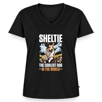 Shetland Sheepdog Dog Sheltie - Sheltie - Frauen Premium Bio T-Shirt mit V-Ausschnitt - Schwarz - Vorne - AI Model Female 172 light (172cm)