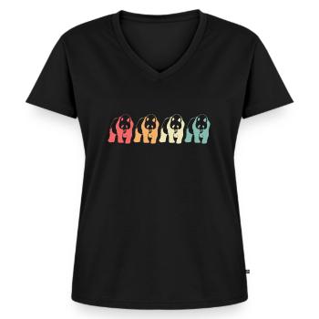 Panda Ours Panda géant japonais - T-shirt encolure en V Premium bio Femme - noir - Devant - AI Model Female 172 light (172cm)
