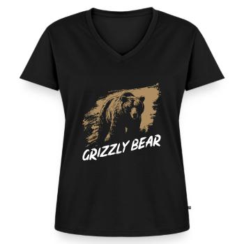 Grizzly Bear Brown Bear - Women's Premium Organic V-neck T-shirt - black - Front - AI Model Female 172 light (172cm)