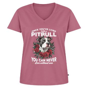 Propriétaire de chien Pitbull Terrier - T-shirt encolure en V Premium bio Femme - mauve - Devant - AI Model Female 172 dark (172cm)