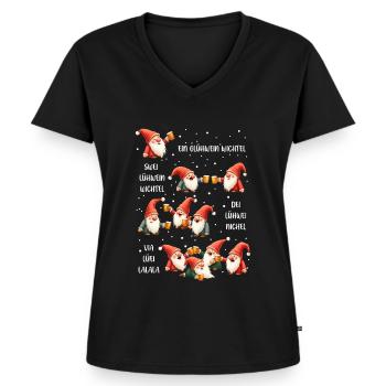 Weihnachts Wichtel Weihnachtsfeier Outfit Lustig - Frauen Premium Bio T-Shirt mit V-Ausschnitt - Schwarz - Vorne - AI Model Female 172 light (172cm)