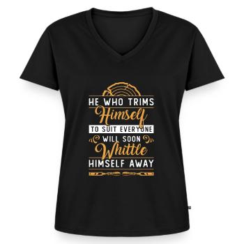 Wood Carving He Who Trims Himself To Woodworking - Women's Premium Organic V-neck T-shirt - black - Front - AI Model Female 172 light (172cm)