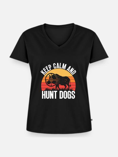 Schweinejagd Jäger Schweinejagd - Frauen Premium Bio T-Shirt mit V-Ausschnitt - Schwarz