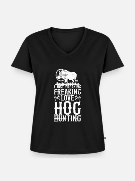 Schweinejagd Jäger Schweinejagd - Frauen Premium Bio T-Shirt mit V-Ausschnitt - Schwarz