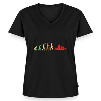 Geh Kart - Frauen Premium Bio T-Shirt mit V-Ausschnitt - Schwarz - Vorne - AI Model Female 172 light (172cm)