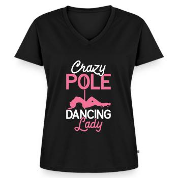 Pole Dance - T-shirt encolure en V Premium bio Femme - noir - Devant - AI Model Female 172 light (172cm)