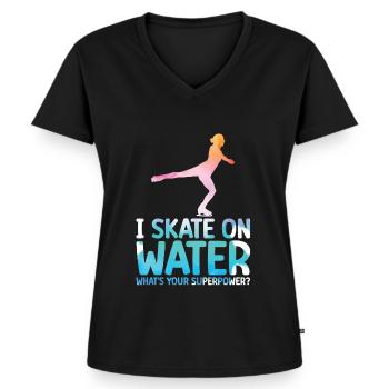 Patinage - T-shirt encolure en V Premium bio Femme - noir - Devant - AI Model Female 172 light (172cm)