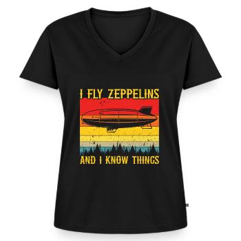 Zeppelin - Women's Premium Organic V-neck T-shirt - black - Front - AI Model Female 172 light (172cm)