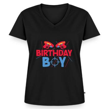 Birthday Children Laser Tag - Women's Premium Organic V-neck T-shirt - black - Front - AI Model Female 172 light (172cm)