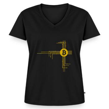 The Bitcoin Wires - Women's Premium Organic V-neck T-shirt - black - Front - AI Model Female 172 light (172cm)