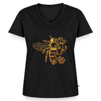 Fleur Abeille Femmes Honey Beekeeper - T-shirt encolure en V Premium bio Femme - noir - Devant - AI Model Female 172 light (172cm)