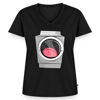 Brainwash in the washing machine - Women's Premium Organic V-neck T-shirt - black - Front - AI Model Female 172 light (172cm)