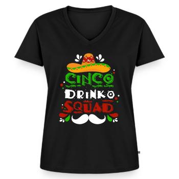 Fiesta Sombrero Cheerful Cinco De Mayo Troupe - Women's Premium Organic V-neck T-shirt - black - Front - AI Model Female 172 light (172cm)
