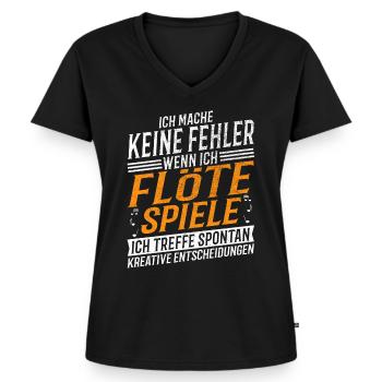Flöte Musiker Kreativer Flötenspieler - Frauen Premium Bio T-Shirt mit V-Ausschnitt - Schwarz - Vorne - AI Model Female 172 light (172cm)