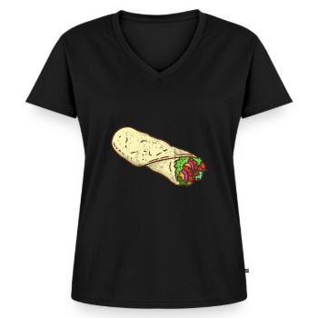 Doner Kebab Lamb Lahmacun Cadeau - T-shirt encolure en V Premium bio Femme - noir - Devant - AI Model Female 172 light (172cm)