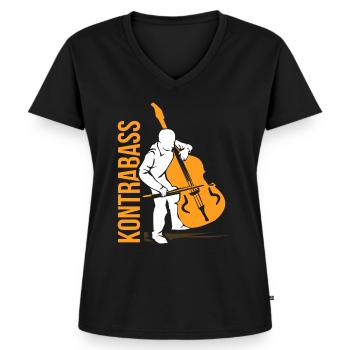 contrebasse - T-shirt encolure en V Premium bio Femme - noir - Devant - AI Model Female 172 light (172cm)