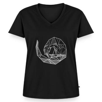 Geometrisches Otter - Frauen Premium Bio T-Shirt mit V-Ausschnitt - Schwarz - Vorne - AI Model Female 172 light (172cm)