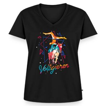Voltigieren - Frauen Premium Bio T-Shirt mit V-Ausschnitt - Schwarz - Vorne - AI Model Female 172 light (172cm)