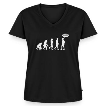 Evolution Umweltschutz Klimaschutz Erde Geschenk - Frauen Premium Bio T-Shirt mit V-Ausschnitt - Schwarz - Vorne - AI Model Female 172 light (172cm)