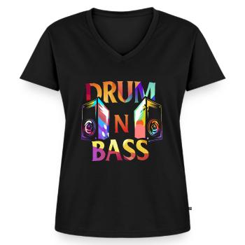 Drum n Bass Gift - Women's Premium Organic V-neck T-shirt - black - Front - AI Model Female 172 light (172cm)