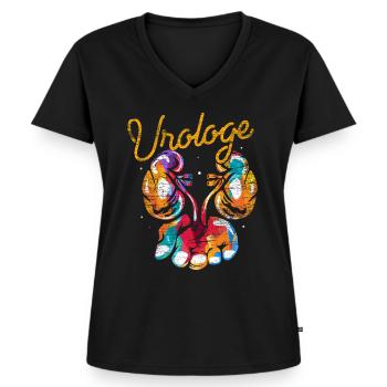 Urologe Urologie Geschenk - Frauen Premium Bio T-Shirt mit V-Ausschnitt - Schwarz - Vorne - AI Model Female 172 light (172cm)