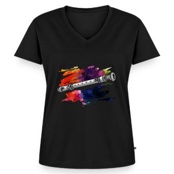 recorder - Women's Premium Organic V-neck T-shirt - black - Front - AI Model Female 172 light (172cm)