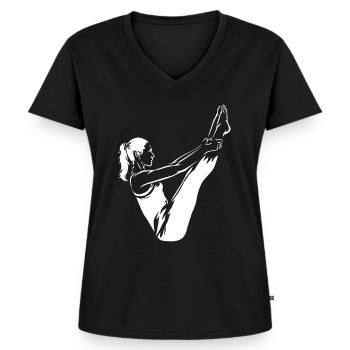 Pilates - Frauen Premium Bio T-Shirt mit V-Ausschnitt - Schwarz - Vorne - AI Model Female 172 light (172cm)