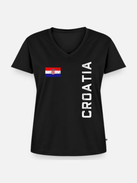 Kroatien Trikot - Frauen Premium Bio T-Shirt mit V-Ausschnitt - Schwarz