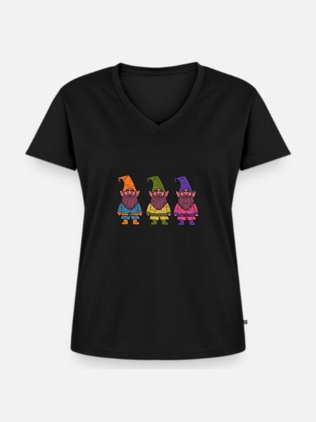 Zwerge - Frauen Premium Bio T-Shirt mit V-Ausschnitt - Schwarz