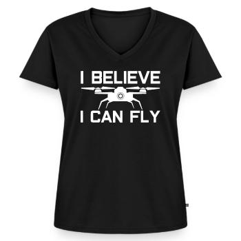 Drones drones drones - T-shirt encolure en V Premium bio Femme - noir - Devant - AI Model Female 172 light (172cm)