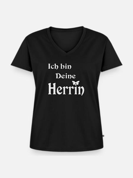 Herrin Domina - T-shirt encolure en V Premium bio Femme - noir