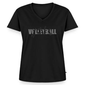 Volleyball - Frauen Premium Bio T-Shirt mit V-Ausschnitt - Schwarz - Vorne - AI Model Female 172 light (172cm)