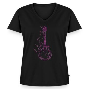 Gitarre Musiker Geschenkidee für Gitarristen - Frauen Premium Bio T-Shirt mit V-Ausschnitt - Schwarz - Vorne - AI Model Female 172 light (172cm)