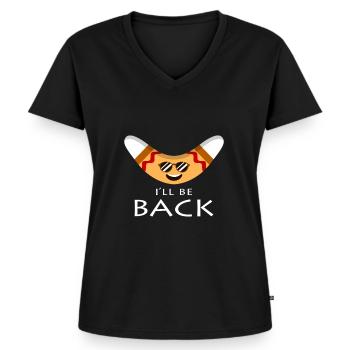 Ich werde zurück sein - Frauen Premium Bio T-Shirt mit V-Ausschnitt - Schwarz - Vorne - AI Model Female 172 light (172cm)