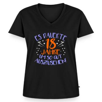 18. Geburtstag - Frauen Premium Bio T-Shirt mit V-Ausschnitt - Schwarz - Vorne - AI Model Female 172 light (172cm)