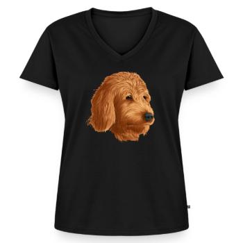 Golden Doodle - Women's Premium Organic V-neck T-shirt - black - Front - AI Model Female 172 light (172cm)