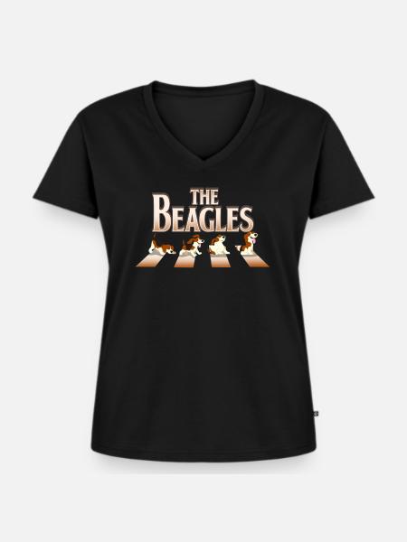 Beagle - Frauen Premium Bio T-Shirt mit V-Ausschnitt - Schwarz