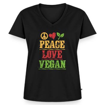Vegan - Frauen Premium Bio T-Shirt mit V-Ausschnitt - Schwarz - Vorne - AI Model Female 172 light (172cm)