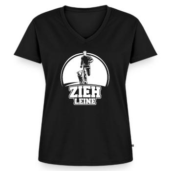 Zieh Leine Canicross Hundesport Zughundesport - Frauen Premium Bio T-Shirt mit V-Ausschnitt - Schwarz - Vorne - AI Model Female 172 light (172cm)