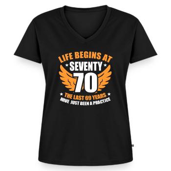 70. Geburtstag - Frauen Premium Bio T-Shirt mit V-Ausschnitt - Schwarz - Vorne - AI Model Female 172 light (172cm)