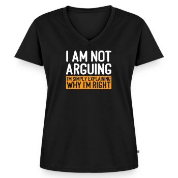 Grappig citaat - Vrouwen Premium Bio T-shirt met V-hals - zwart - Voor - AI Model Female 172 light (172cm)